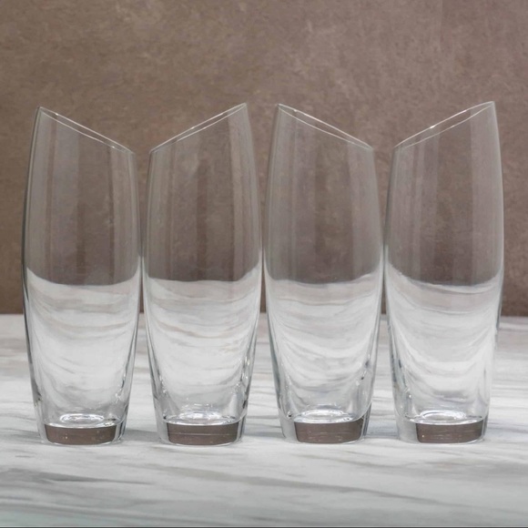 BACK IN STOCK! NIB Bomshbee Sloane Slanted Champagne Flutes (4) - Picture 3 of 13